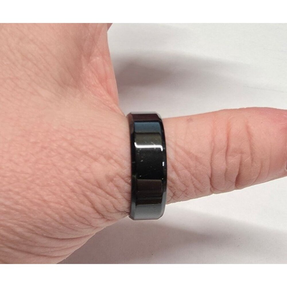 New w Tag Big Mens Black Band Ring Size 14 Sleek Thumb Polished‎ Wedding Shiny